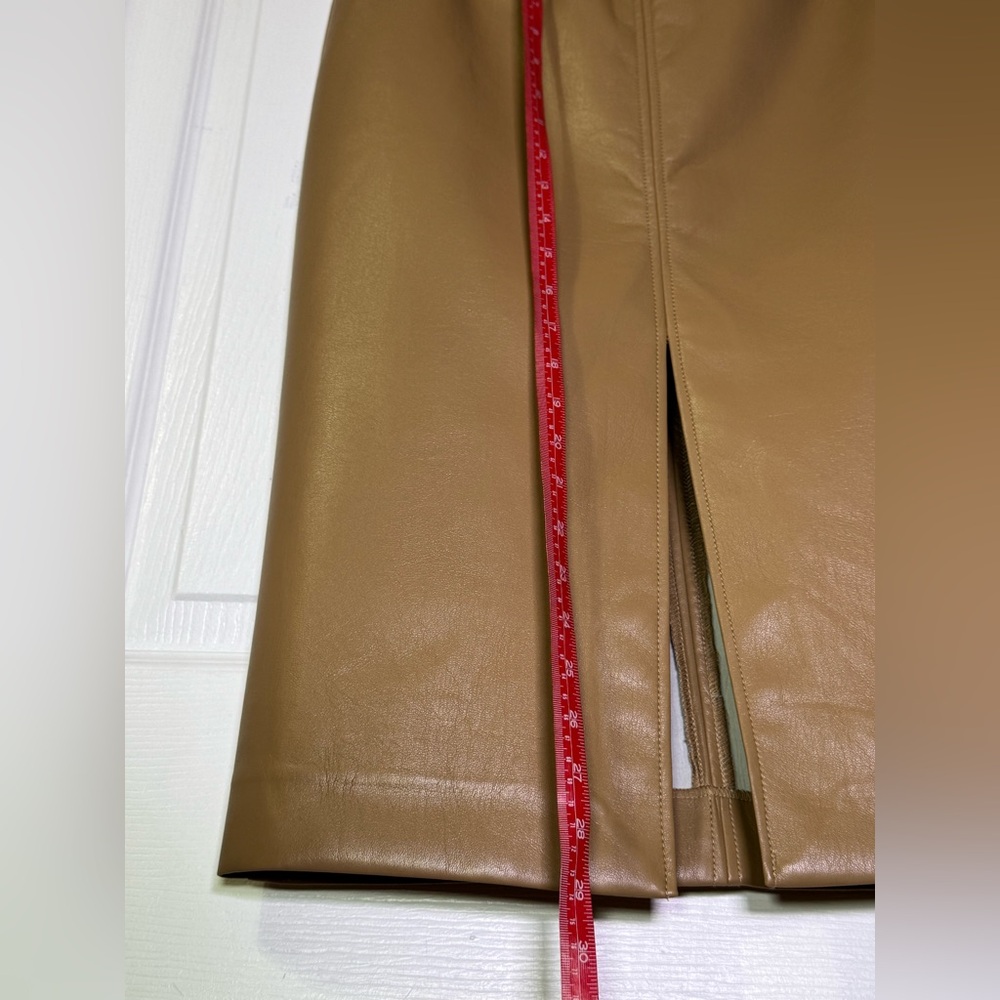 Tahari Tan Fux Leather Pencil Skirt - Picture 10 of 11
